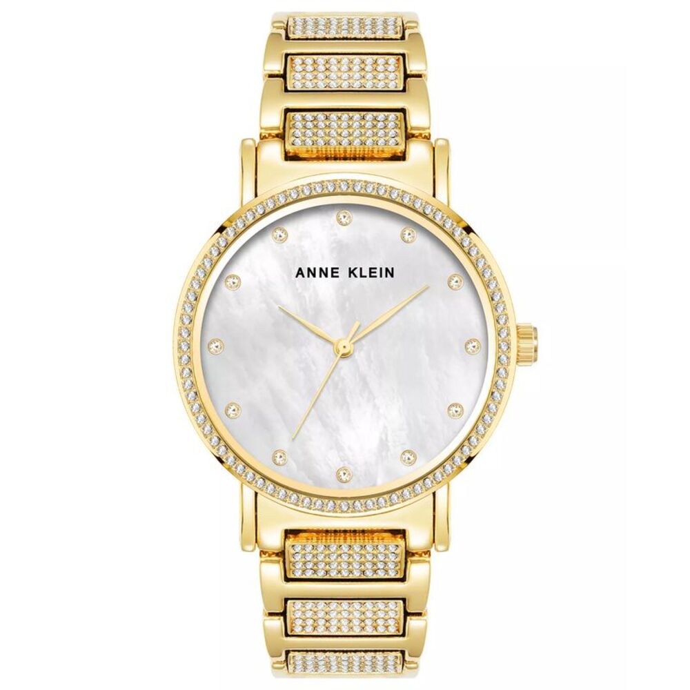 Anne Klein Crystal Bezel and Bracelet White Mother-of-Pearl Ladies Watch